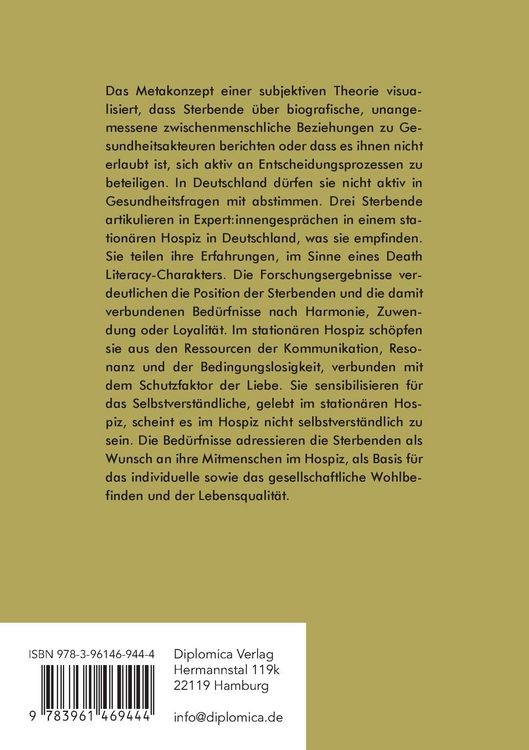 Produktbild: Der Tod als Reflexionsgegenstand oder Teil des Lebens. Sterbende als Lehrende im Hospiz
