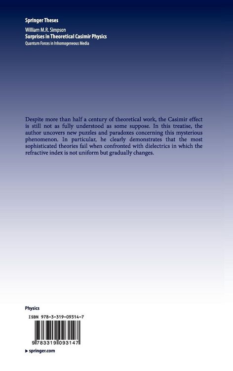 Produktbild: Surprises in Theoretical Casimir Physics