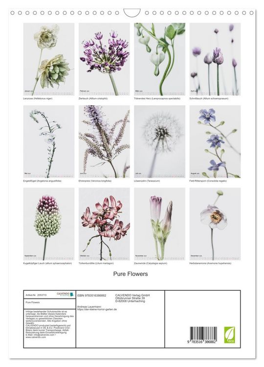Produktbild: Pure Flowers (Wandkalender 2026 DIN A3 hoch), CALVENDO Monatskalender