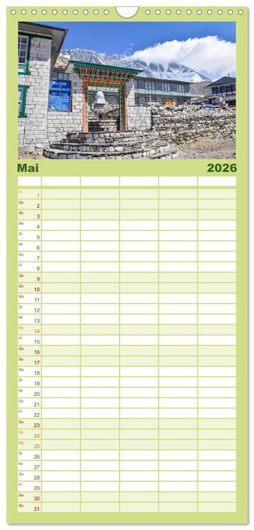 Produktbild: Familienplaner 2026 - Nepal- Trekking durchs Hochgebirge mit 5 Spalten (Wandkalender, 21 x 45 cm) CALVENDO