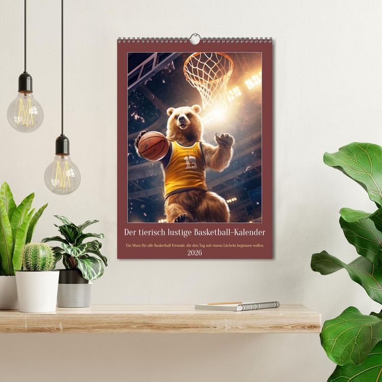 Produktbild: Der tierisch lustige Basketball-Kalender (Wandkalender 2026 DIN A3 hoch), CALVENDO Monatskalender