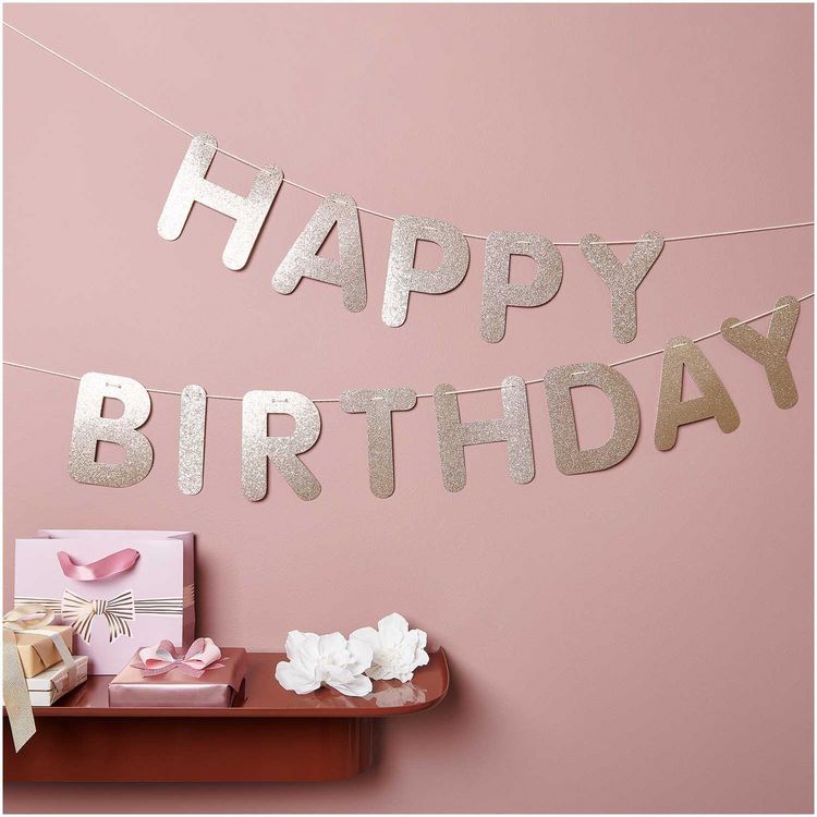 Produktbild: Girlande Happy Birthday, Glitter, Gold MIX, 5m