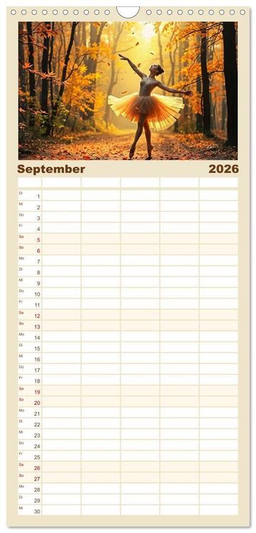 Produktbild: Familienplaner 2026 - Fl&uuml;gel aus Licht - Ballett in der Poesie der Natur mit 5 Spalten (Wandkalender, 21 x 45 cm) CALVENDO