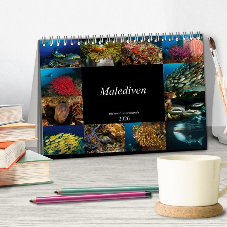 Produktbild: Malediven - Die bunte Unterwasserwelt (Tischkalender 2026 DIN A5 quer), CALVENDO Monatskalender