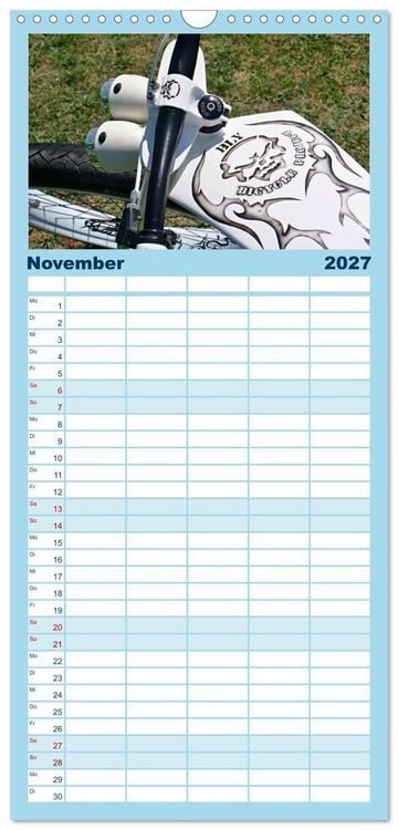 Produktbild: Familienplaner 2027 - Liebe zum Fahrrad mit 5 Spalten (Wandkalender, 21 x 45 cm) CALVENDO