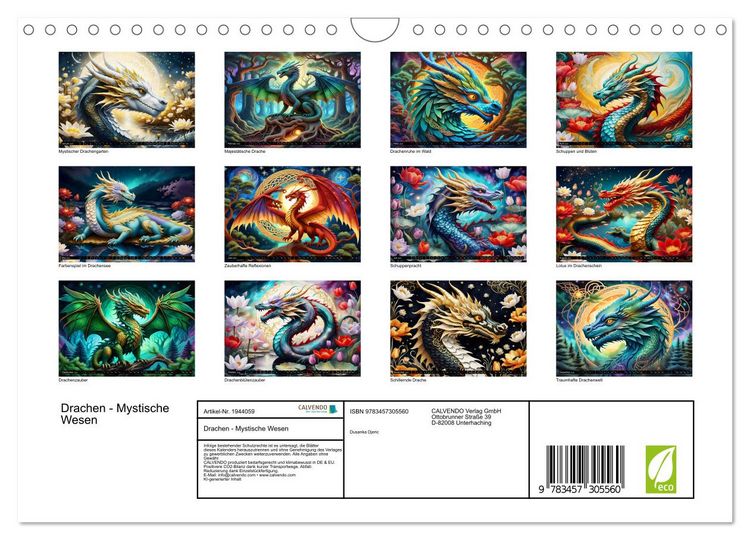Produktbild: Drachen - Mystische Wesen (Wandkalender 2026 DIN A4 quer), CALVENDO Monatskalender