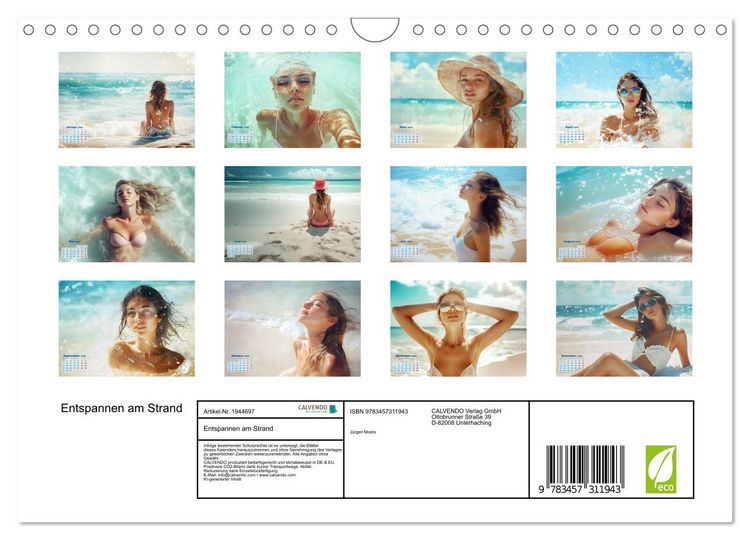 Produktbild: Entspannen am Strand (Wandkalender 2026 DIN A4 quer), CALVENDO Monatskalender