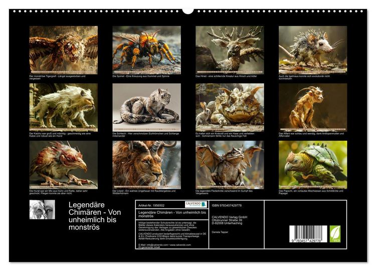 Produktbild: Legend&auml;re Chim&auml;ren - Von unheimlich bis monstr&ouml;s (hochwertiger Premium Wandkalender 2026 DIN A2 quer), Kunstdruck in Hochglanz