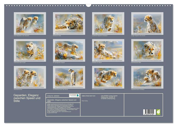 Produktbild: Geparden. Eleganz zwischen Speed und Stille (Wandkalender 2027 DIN A2 quer), CALVENDO Monatskalender