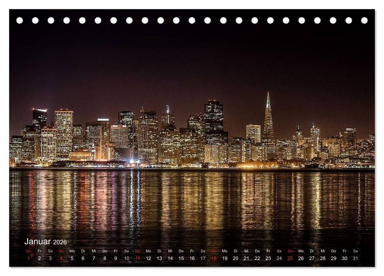 Produktbild: San Francisco Impressionen Tag und Nacht (Tischkalender 2026 DIN A5 quer), CALVENDO Monatskalender