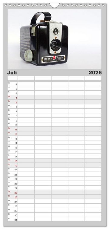 Produktbild: Familienplaner 2026 - Boxkameras - Kultiges und manchmal klobiges Design mit 5 Spalten (Wandkalender, 21 x 45 cm) CALVENDO