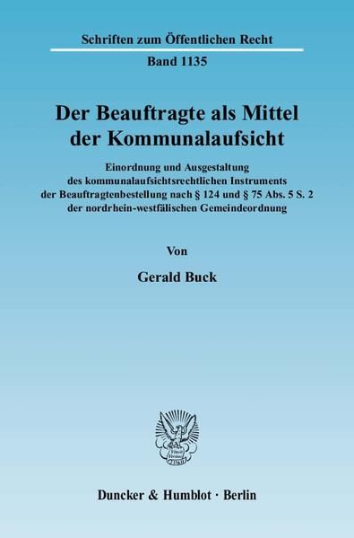 Produktbild: Der Beauftragte als Mittel der Kommunalaufsicht.