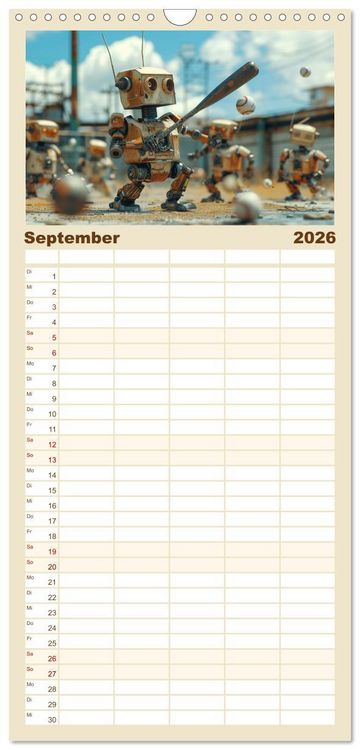 Produktbild: Familienplaner 2026 - Neues aus dem Roboter Sport Club mit 5 Spalten (Wandkalender, 21 x 45 cm) CALVENDO