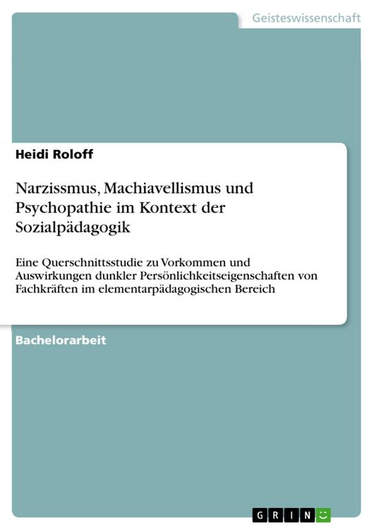 Produktbild: Narzissmus, Machiavellismus und Psychopathie im Kontext der Sozialp&auml;dagogik