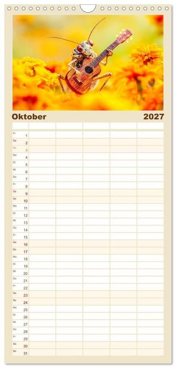 Produktbild: Familienplaner 2027 - Konzert der Natur - Insekten spielen Musikinstrumente mit 5 Spalten (Wandkalender, 21 x 45 cm) CALVENDO