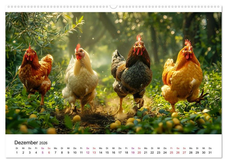 Produktbild: H&uuml;hner Federvieh (Wandkalender 2026 DIN A2 quer), CALVENDO Monatskalender