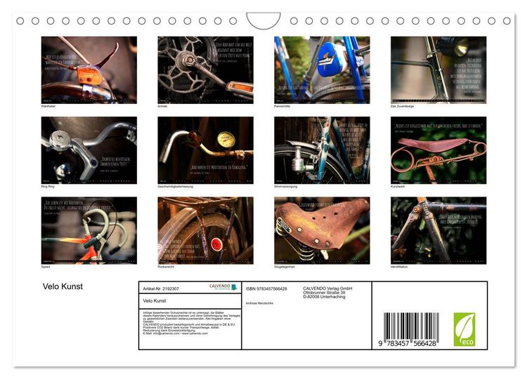 Produktbild: Velo Kunst (Wandkalender 2026 DIN A4 quer), CALVENDO Monatskalender