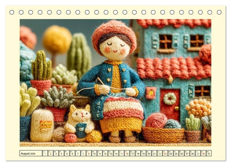 Produktbild: Wollige Maschenwelt. Gestrickte Harmonie f&uuml;r gem&uuml;tliche Momente (Tischkalender 2026 DIN A5 quer), CALVENDO Monatskalender