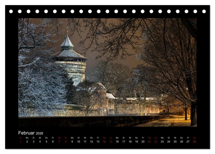 Produktbild: N&uuml;rnberg - Die Altstadt bei Nacht (Tischkalender 2026 DIN A5 quer), CALVENDO Monatskalender