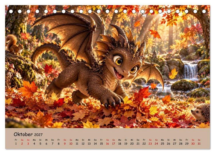 Produktbild: Kleine Fantasiedrachen und ihre Abenteuer (Tischkalender 2027 DIN A5 quer), CALVENDO Monatskalender