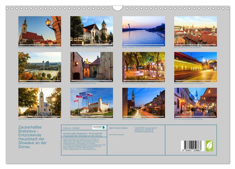 Produktbild: Zauberhaftes Bratislava - Entz&uuml;ckende Hauptstadt der Slowakai an der Donau (Wandkalender 2026 DIN A3 quer), CALVENDO Monatskalender