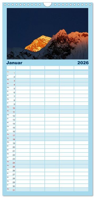 Produktbild: Familienplaner 2026 - Himalaya - Tr&auml;ume mit 5 Spalten (Wandkalender, 21 x 45 cm) CALVENDO
