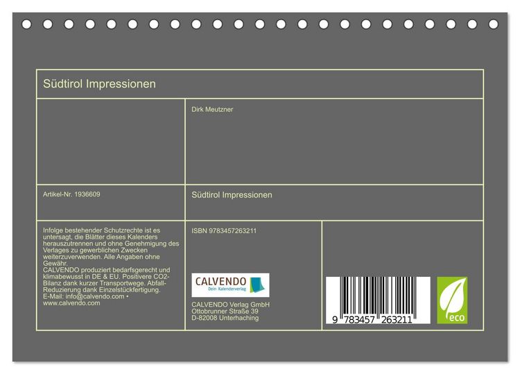 Produktbild: S&uuml;dtirol Impressionen (Tischkalender 2026 DIN A5 quer), CALVENDO Monatskalender