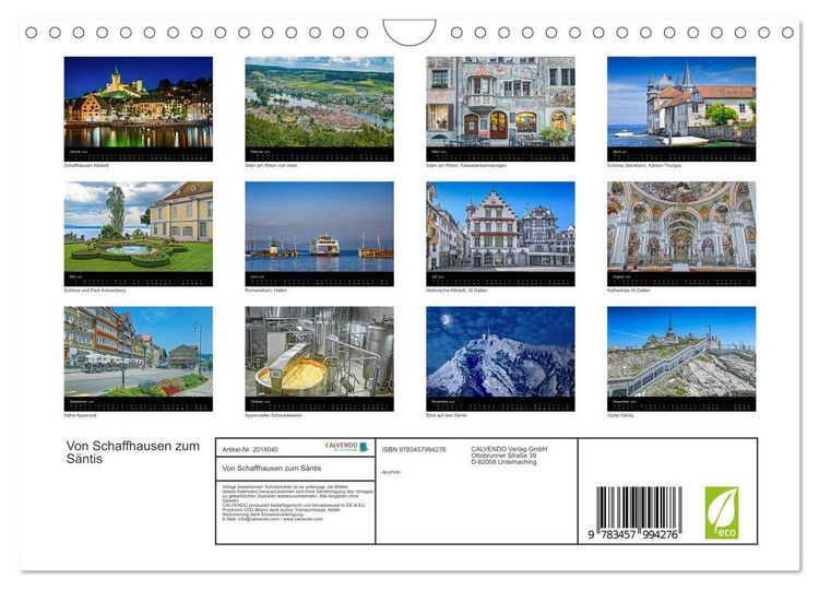 Produktbild: Von Schaffhausen zum S&auml;ntis (Wandkalender 2026 DIN A4 quer), CALVENDO Monatskalender