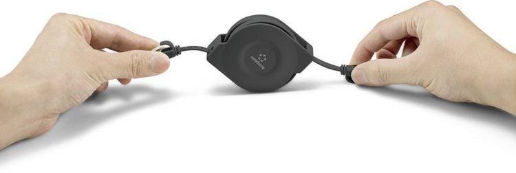 Produktbild: Renkforce RF-4476386 RJ45 Patchkabel CAT 6a U/FTP 1.50 m Schwarz Flache Ausf&uuml;hrung, inkl. Aufroller 1 St.