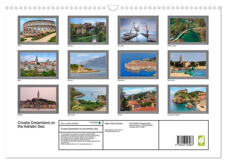 Produktbild: Croatia Dreamland on the Adriatic Sea (Wall Calendar 2026 DIN A3 landscape), CALVENDO 12 Month Wall Calendar