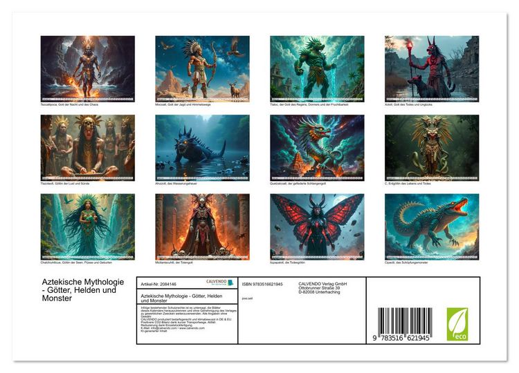 Produktbild: Aztekische Mythologie - G&ouml;tter, Helden und Monster (Wandkalender 2026 DIN A4 quer), CALVENDO Monatskalender