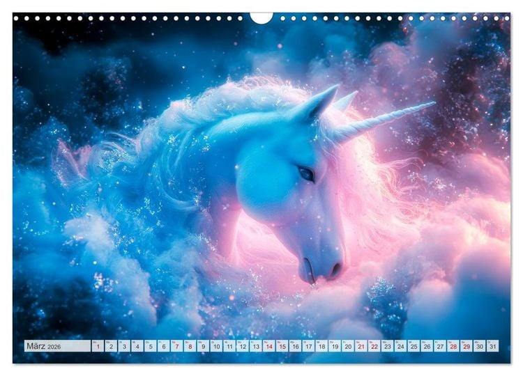 Produktbild: EINHORNZAUBER Traumhafte Glitzerwelt (Wandkalender 2026 DIN A3 quer), CALVENDO Monatskalender