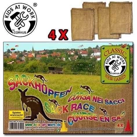 Produktbild: Corvus A750320 - Kids-at-Work, Sackh&uuml;pfen, 4 Jute-S&auml;cke ca. 70x105cm, Classic New Games