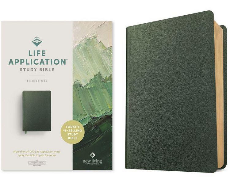 Produktbild: NLT Life Application Study Bible, Third Edition (Genuine Leather, Olive Green, Red Letter)