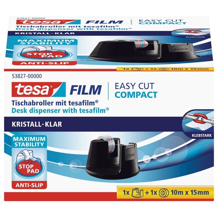 Produktbild: tesa 53827-00000-02 Tischabroller tesa Easy Cut&reg; Schwarz 1 St.