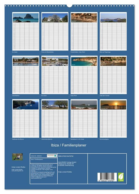 Produktbild: Ibiza / Familienplaner (hochwertiger Premium Wandkalender 2026 DIN A2 hoch), Kunstdruck in Hochglanz