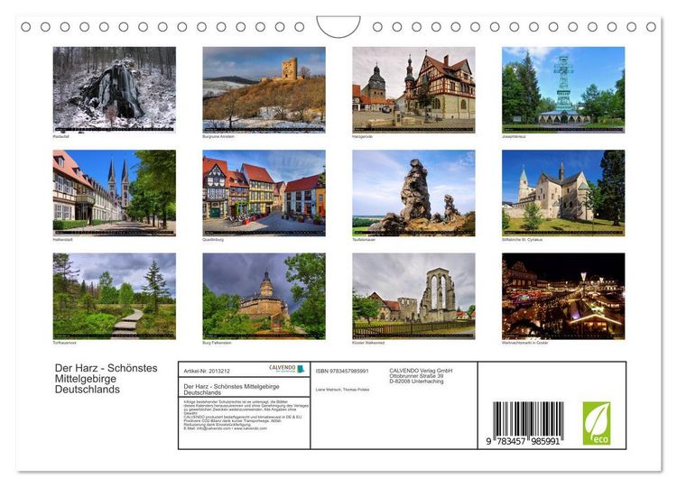 Produktbild: Der Harz - Sch&ouml;nstes Mittelgebirge Deutschlands (Wandkalender 2026 DIN A4 quer), CALVENDO Monatskalender