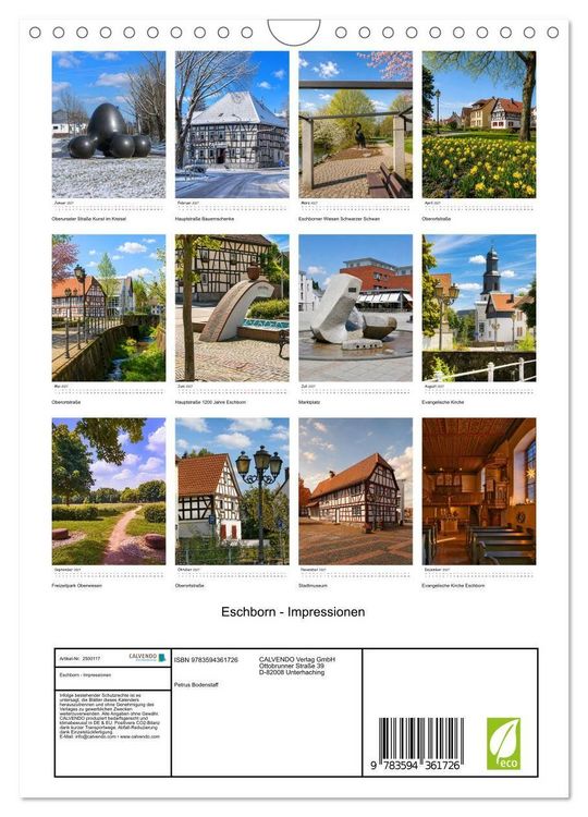 Produktbild: Eschborn - Impressionen (Wandkalender 2027 DIN A4 hoch), CALVENDO Monatskalender