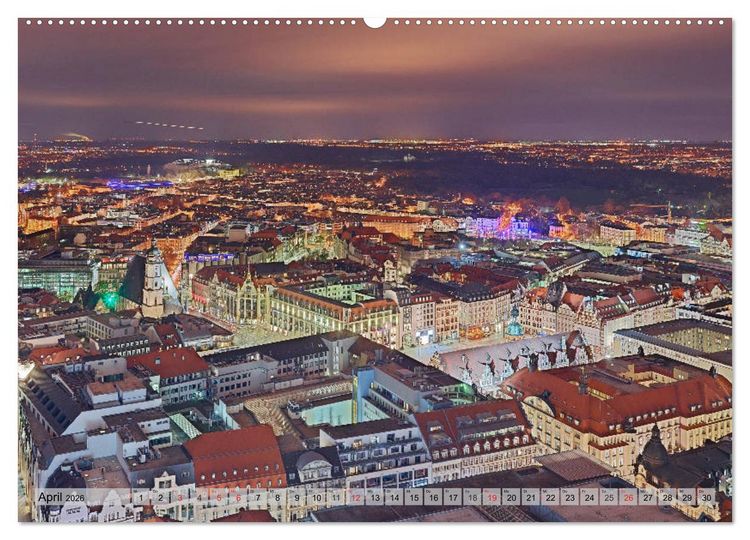 Produktbild: Leipzig - Fotografiert bei Nacht von Michael Allmaier (Wandkalender 2026 DIN A2 quer), CALVENDO Monatskalender