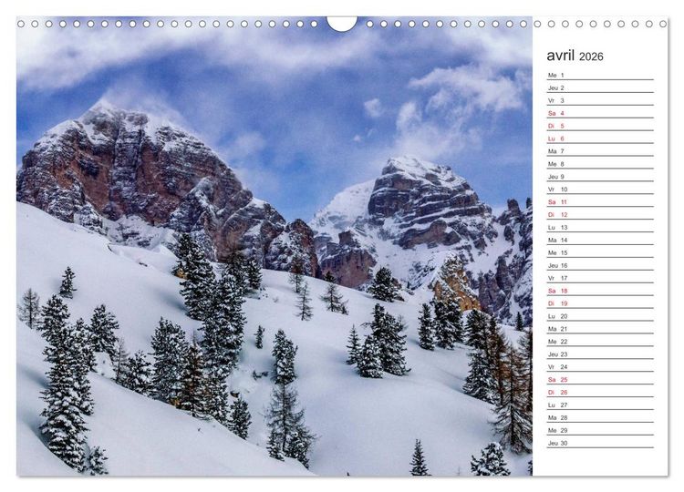 Produktbild: Balade au c&oelig;ur des Dolomites (Calendrier mural 2026 DIN A3 vertical), CALVENDO calendrier mensuel