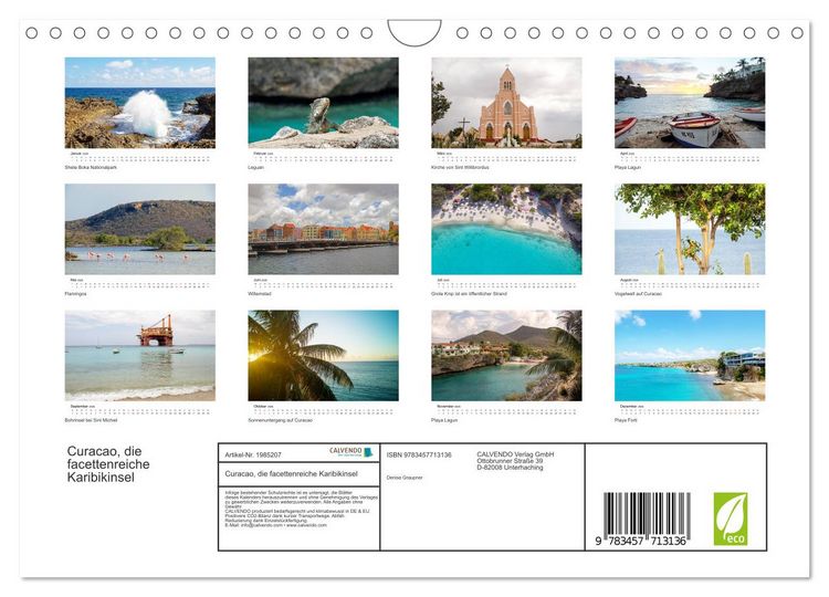Produktbild: Curacao, die facettenreiche Karibikinsel (Wandkalender 2026 DIN A4 quer), CALVENDO Monatskalender