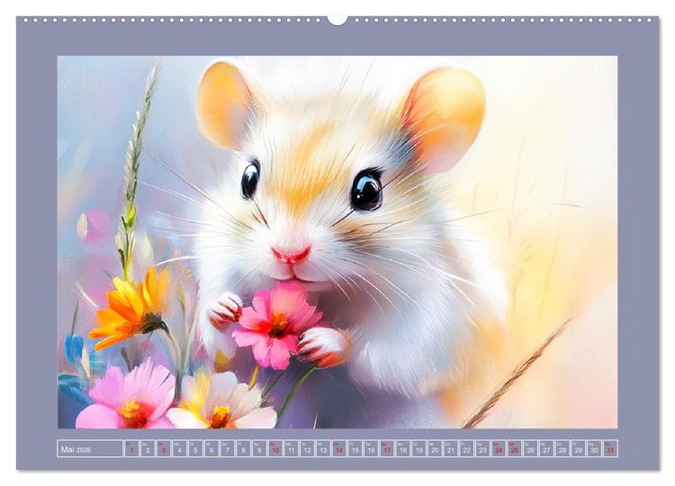 Produktbild: Nagergl&uuml;ck und Bl&uuml;tenzauber. Niedliche Tierchen im romantischen Stil (hochwertiger Premium Wandkalender 2026 DIN A2 quer), Kunstdruck in Hochglanz