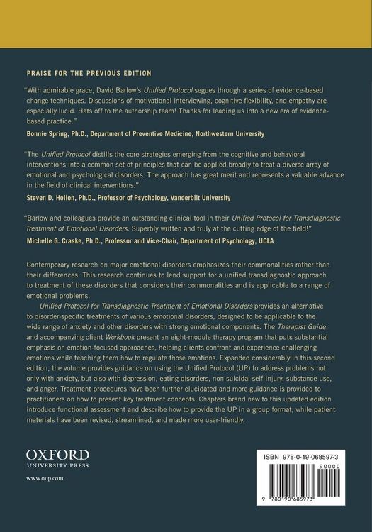 Produktbild: Unified Protocol for Transdiagnostic Treatment of Emotional Disorders