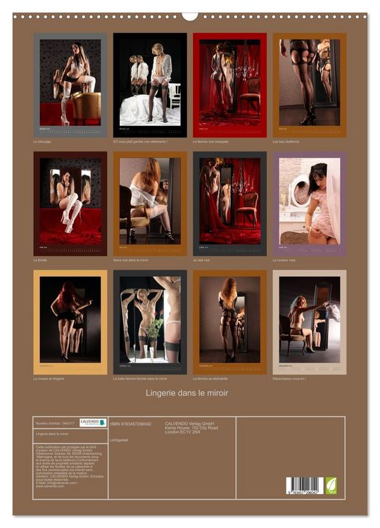 Produktbild: Lingerie dans le miroir (Calendrier mural 2026 DIN A2 horizontal), CALVENDO calendrier mensuel
