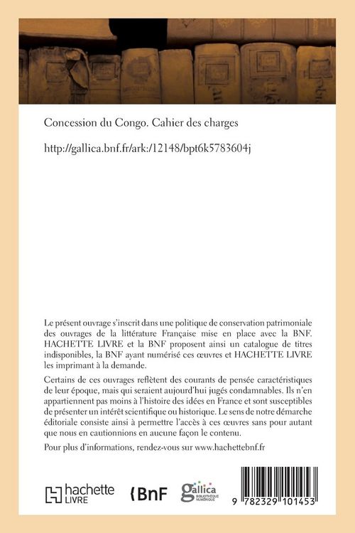 Produktbild: Concession du Congo, cahier des charges