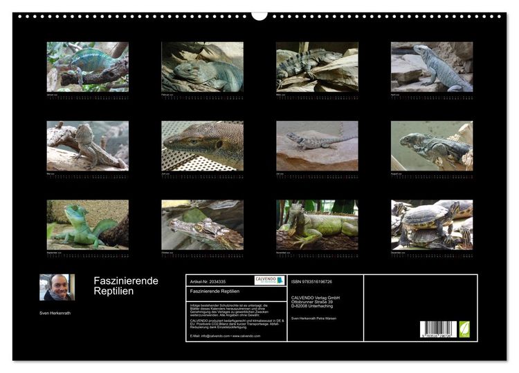Produktbild: Faszinierende Reptilien (Wandkalender 2026 DIN A2 quer), CALVENDO Monatskalender