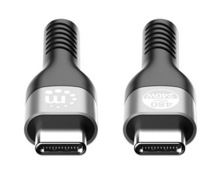 Produktbild: Manhattan USB-Ladekabel USB-C&reg; Stecker 2.00 m Schwarz beidseitig verwendbarer Stecker, doppelt geschirmt 356367