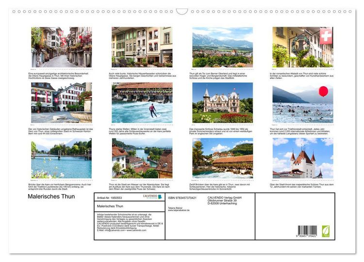 Produktbild: Malerisches Thun (Wandkalender 2026 DIN A2 quer), CALVENDO Monatskalender