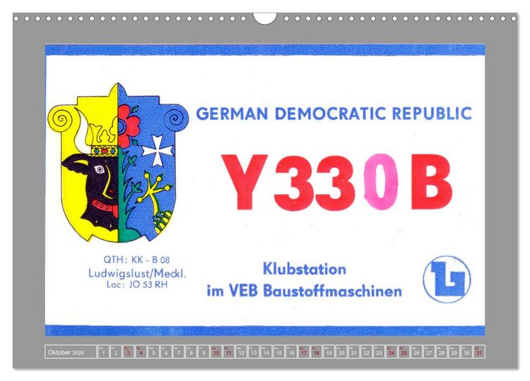 Produktbild: DDR - Ostalgie auf QSL-Karten (Wandkalender 2026 DIN A3 quer), CALVENDO Monatskalender