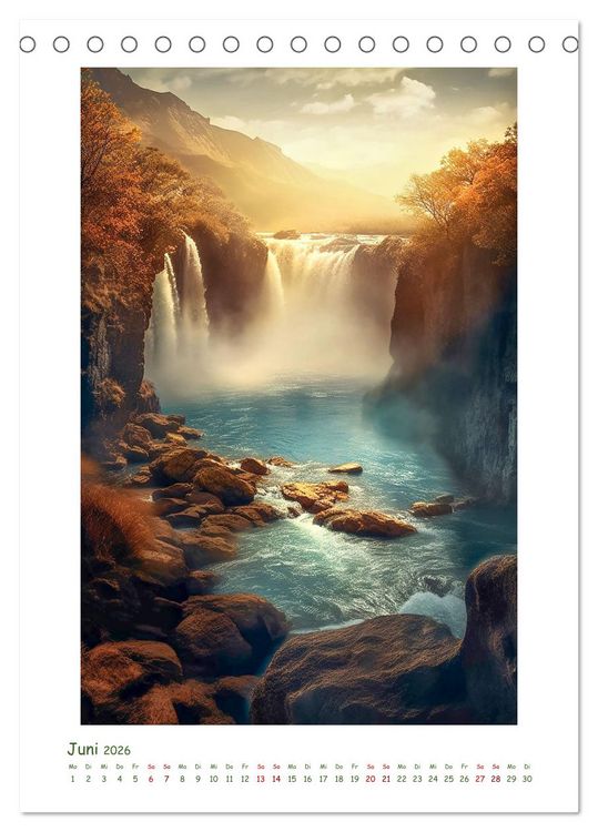 Produktbild: Malerische Wasserf&auml;lle (Tischkalender 2026 DIN A5 hoch), CALVENDO Monatskalender